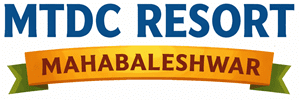 MTDC Resort Mahabaleshwar colorful logo with hills, waterfall and scenic nature theme